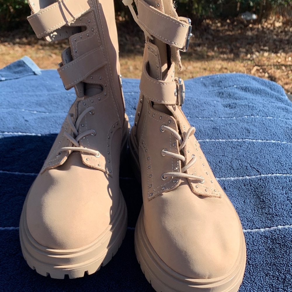 Stylish Tan Combat Boots